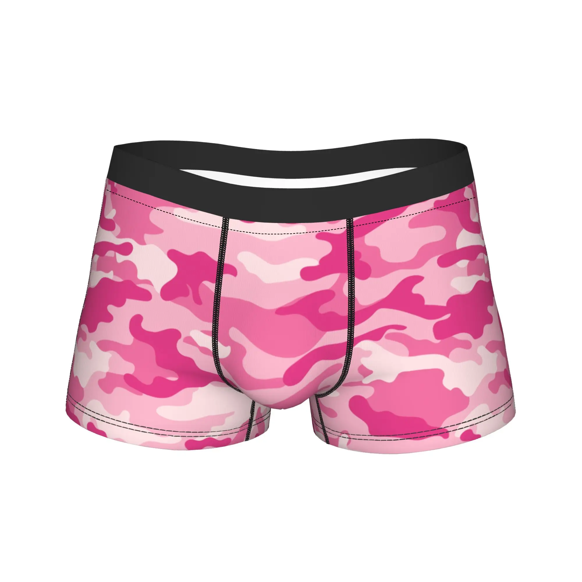 

Мужские розовые камуфляжные трусы-боксеры, дышащее нижнее белье, шорты, трусы больших размеров для мужчин