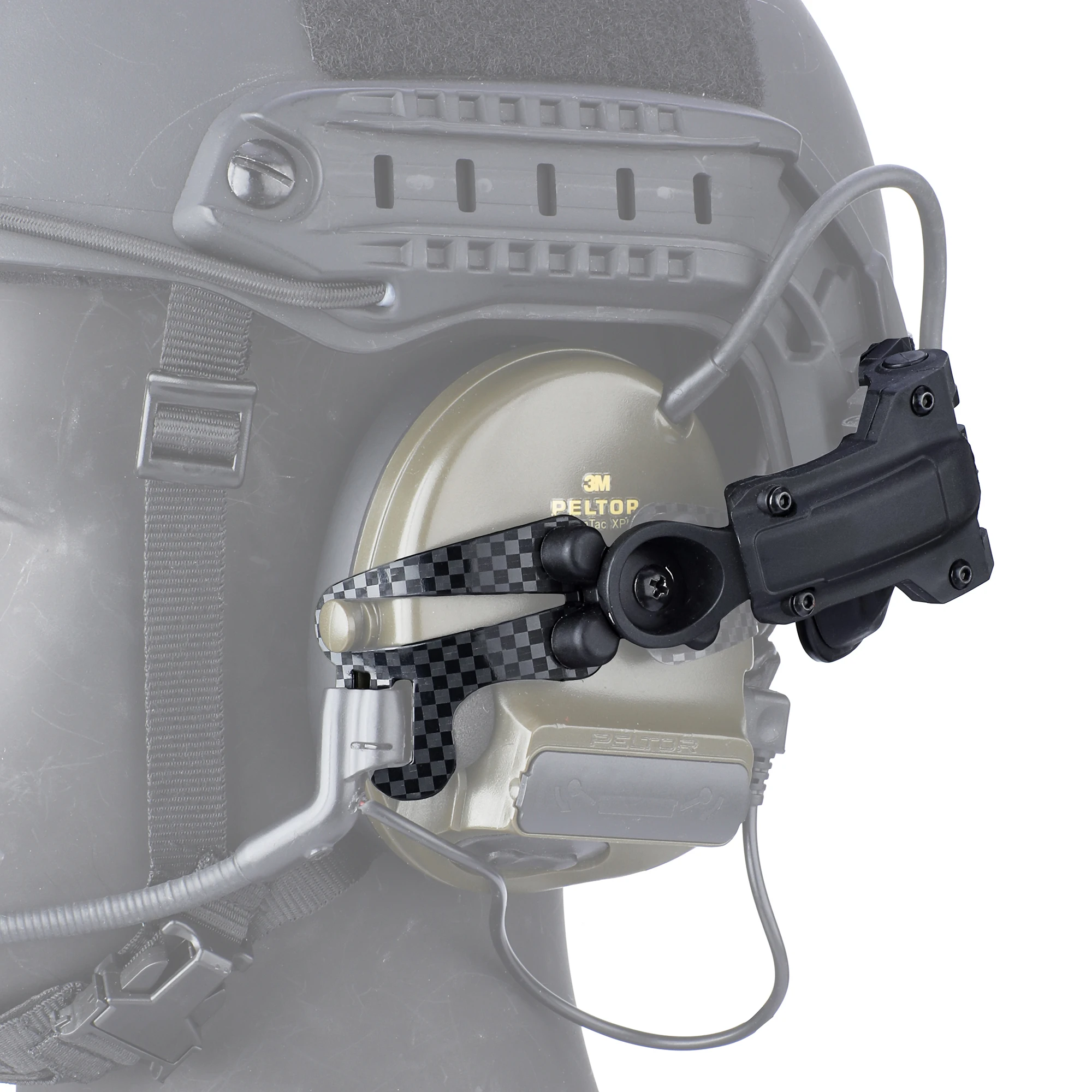 Тактический адаптер-кронштейн для наушников с шумоподавлением COMTAC II III для стрельбы из углеродного волокна