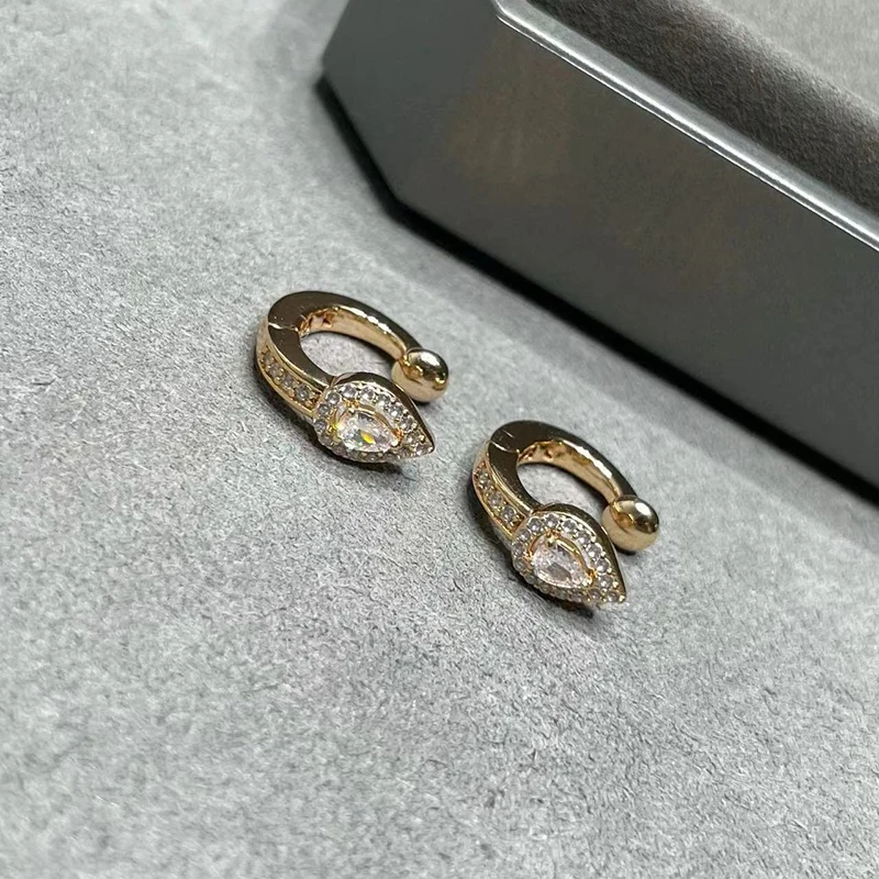 

Hot Brand Pure 925 Sterling Silver Earrings Gold Color Water Drop Full Diamond Stud Earrings White Gold Pink Design Fine Jewelry