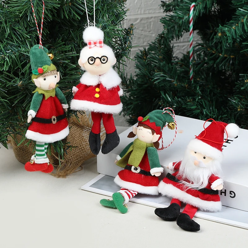

1pc Christmas Plush Doll Pendant Santa Claus Grandpa Grandma Elf Boys Girls Hanging Ornaments Christmas Decoration Festive Gifts
