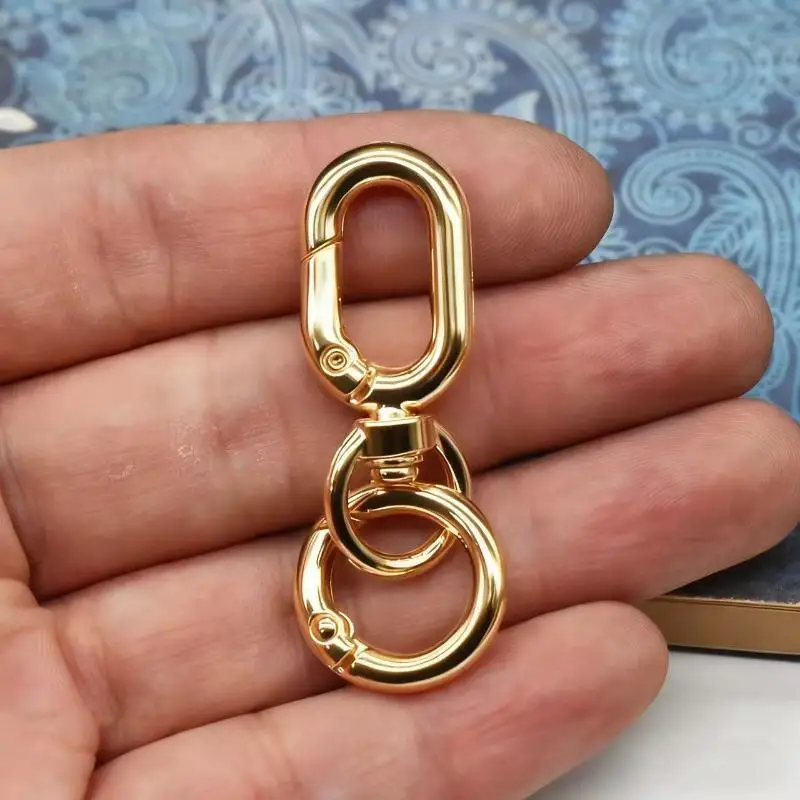 Doppelt öffnende, drehbare Karabinerhaken mit Federmechanismus, 2/10 Stück, robuste Metallverschlüsse für Campingausrüstung und zur Organisation von Schlüsselanhängern. – Detail 9