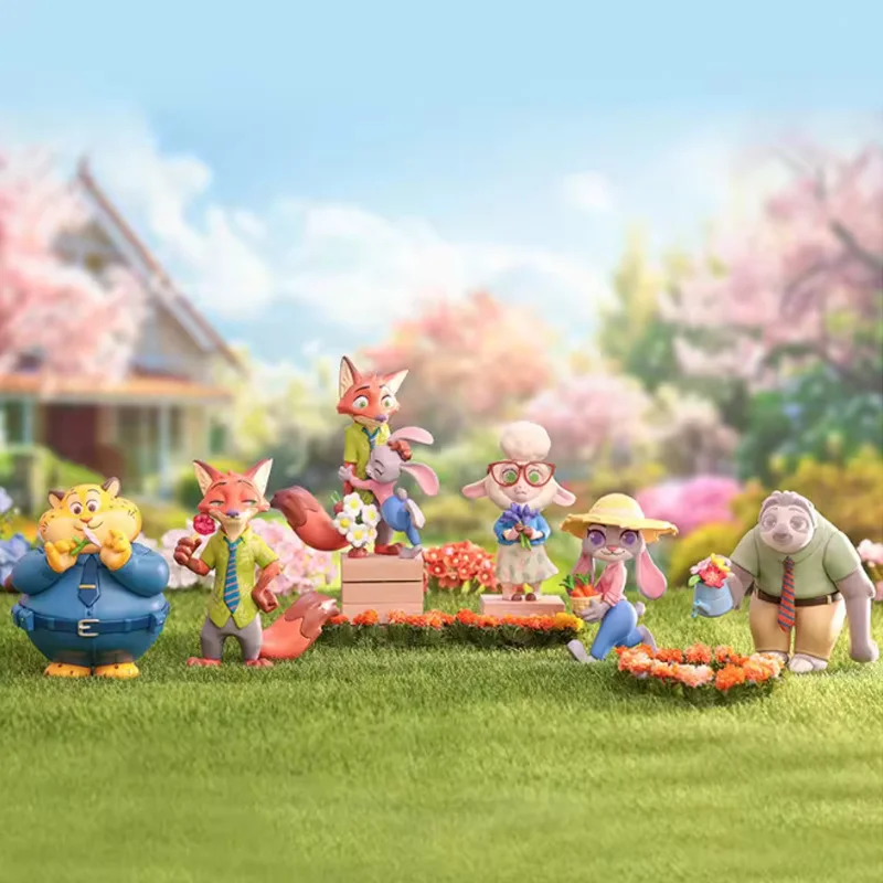 صندوق ديزني زوتوبيا فلورال وورلد أعمى، شخصيات جودي آند نيك فلاور، هدية ديكور مكتب لطيفة، ديكور مكتب رسمي قابل للجمع #1