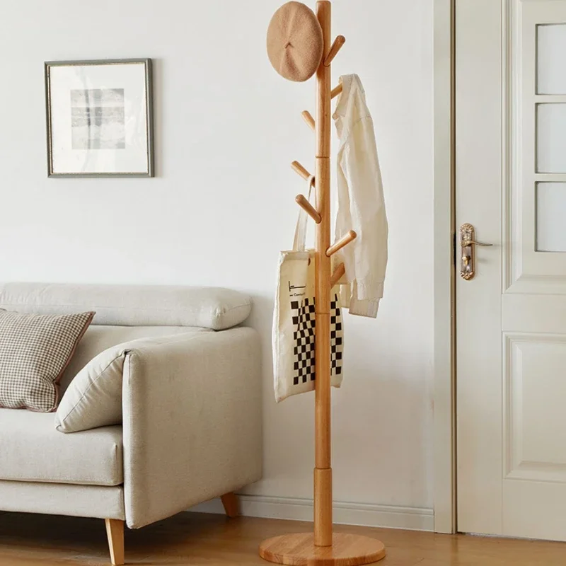 Tree Branches Solid Wood Clothes Hanger Bedroom Floor Coat Rack Home Single Rod Bag Shelf Stable Load-bearing Coat Hat Stand