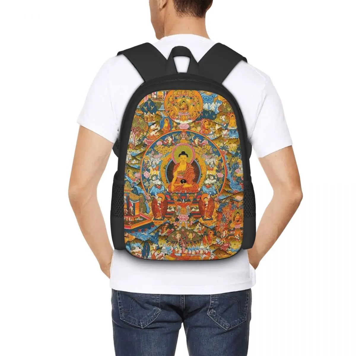 Tantric Buddhist Deity Buddhism God Buddha Student Backpack School Bag Hiking Travel Daypack for  Fashion Bookbag Shoulder Bags