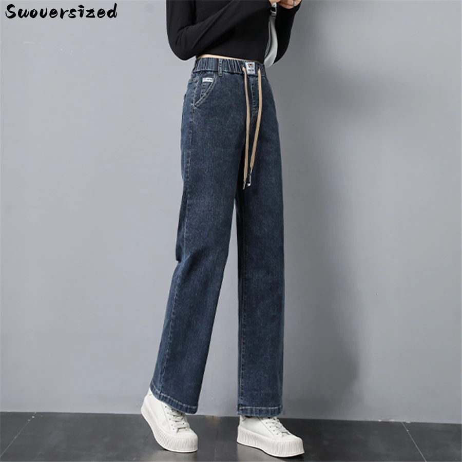 

Bleached Stretch Oversize 4xl Baggy Jeans Women High Waist Denim Pants Wide Leg Trousers Lace Up Vaqueros Vintage Pantalones New