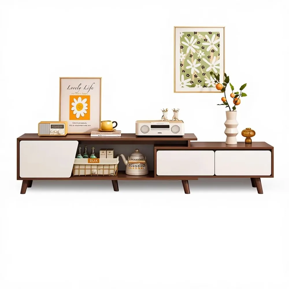 

Scalable Wooden TV Cabinet for Living Room and Bedroom Extendable Floor to Floor Luxury Modern Home Furniture