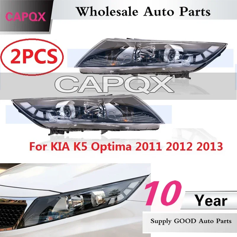 

CAPQX 1Pair Front Bumper Headlight For KIA K5 Optima 2011 2012 2013 Headlamp Head Light Head Lamp 7Pin