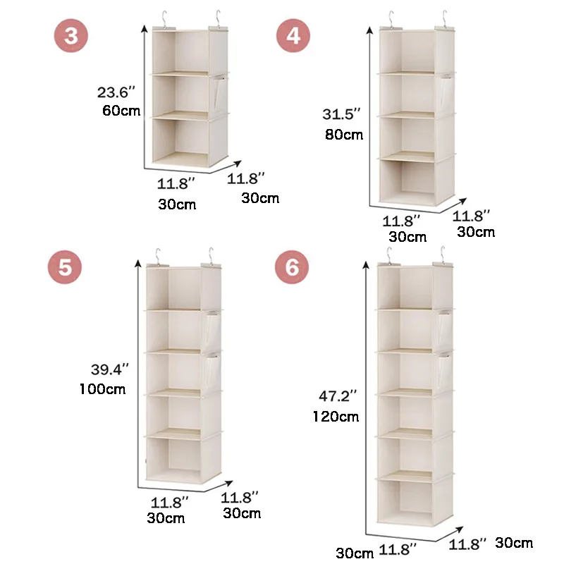 Wardrobe storage bamboo sheet multi-layer storage hanging bag dustproof non-woven hanging storage bag