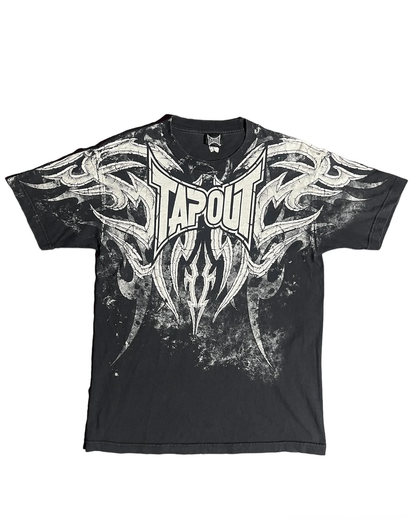 TAPOUT High Quality Washed Cotton T Shirt Gothic Tie-dye Graphic Print Tee Y2k Oversized O Neck Short Sleeve Top Men Clothing