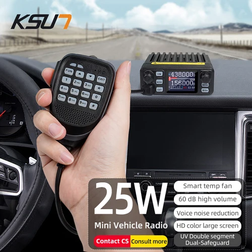 KSUN UV5200D 25W 전체 주파수 대역 차량 탑재 워키 토키 야외 자가 운전 투어를 위한 미니 자동차 라디오 방송국