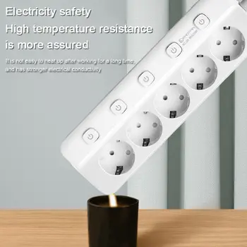 Prodlužovací kabel s více odbočkami, zástrčka EU, prodlužovací kabel, elektrický nezávislý ovládací spínač, síťový filtr, adaptér 6 nejlepší prodej hlavní podřízená zásuvka - №1