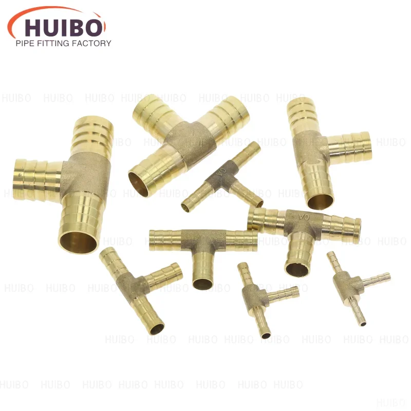 Brass Splicer Pipe Fitting T Shape 3 Way Hose Barb 4 6 8 10 12 16mm Copper Barbed Connector Joint Air Water Oil Coupler Adapter