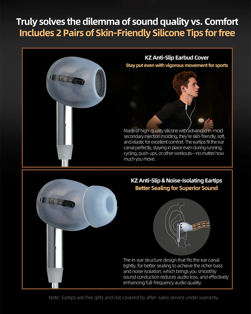 Earphone KZ Duet Dual Dynamic Driver HiFi Quad Core Bass Stereo Sound Wired untuk Musik dan Gaming