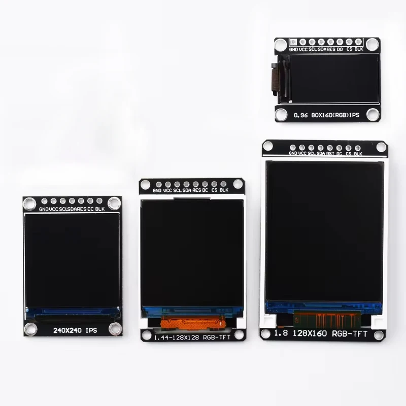 TFT عرض 0.96/1.3/1.44/1.8 بوصة IPS 7P SPI HD كامل اللون وحدة LCD ST7735 / ST7789 محرك IC 80*160 240*240