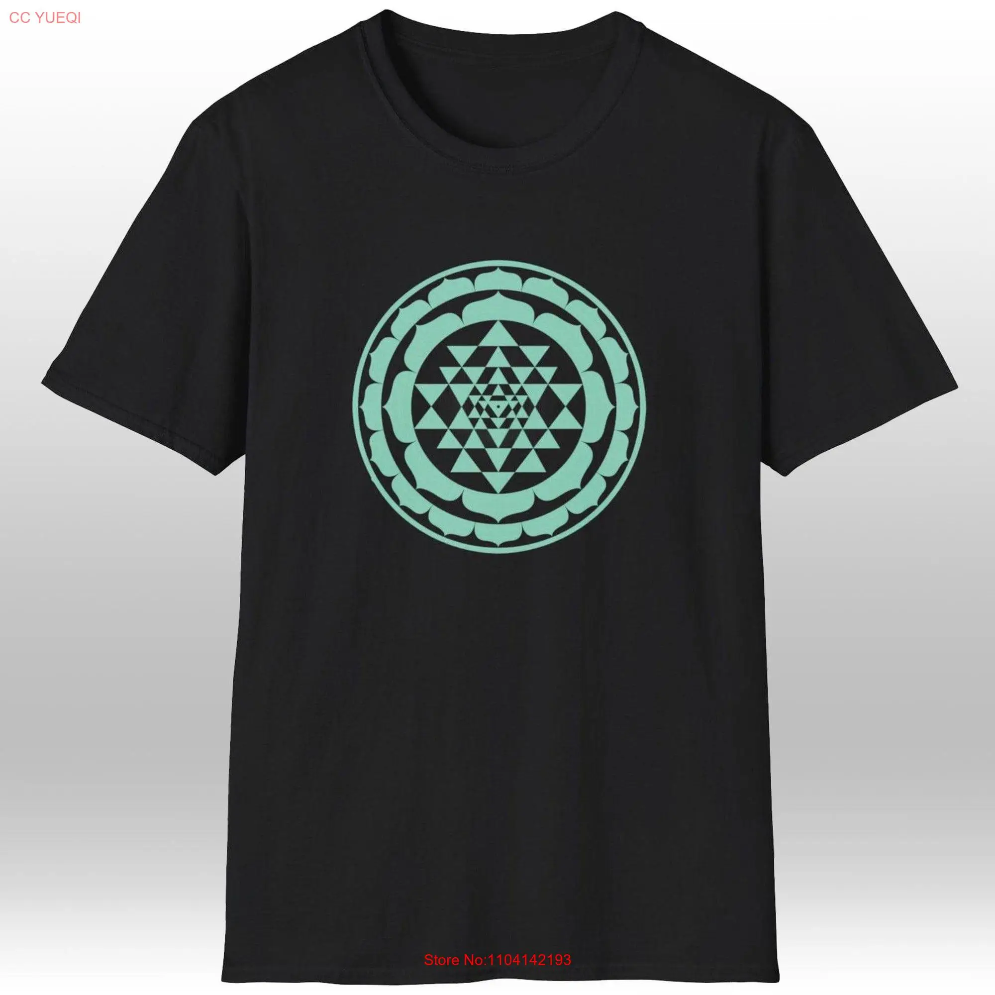 Sri Yantra Mono Mint T Shirt long or short sleeves