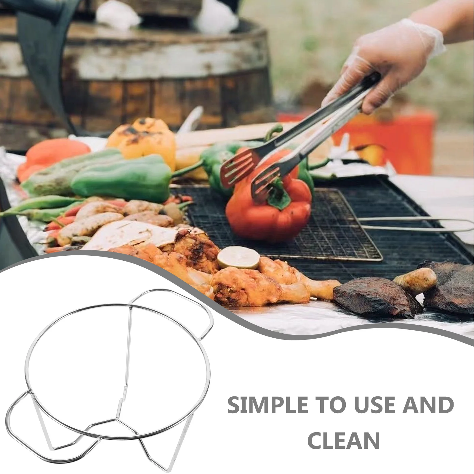 

Stable Reusable Charcoal Stove Rack Stainless Steel Grate Outdoor Camping Picnic Multi-Function Metal Stand Durable Countertop