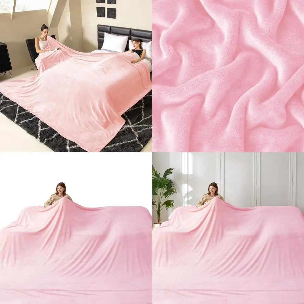 

Огромное розовое одеяло размером 10'x11.5' - мягкое, теплое, отлично подходит для кровати, дивана, путешествий, кемпинга.