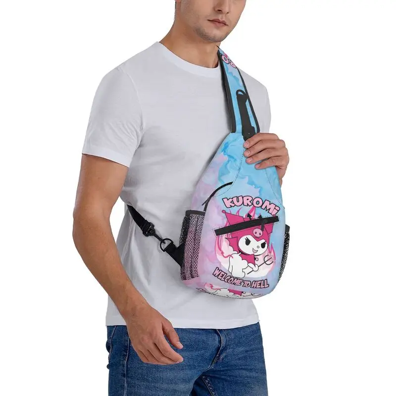 Sanrio Anime My Melody e Kuromi Sling Zaino a tracolla da uomo Borsa a tracolla personalizzata per zaino da campeggio in bicicletta
