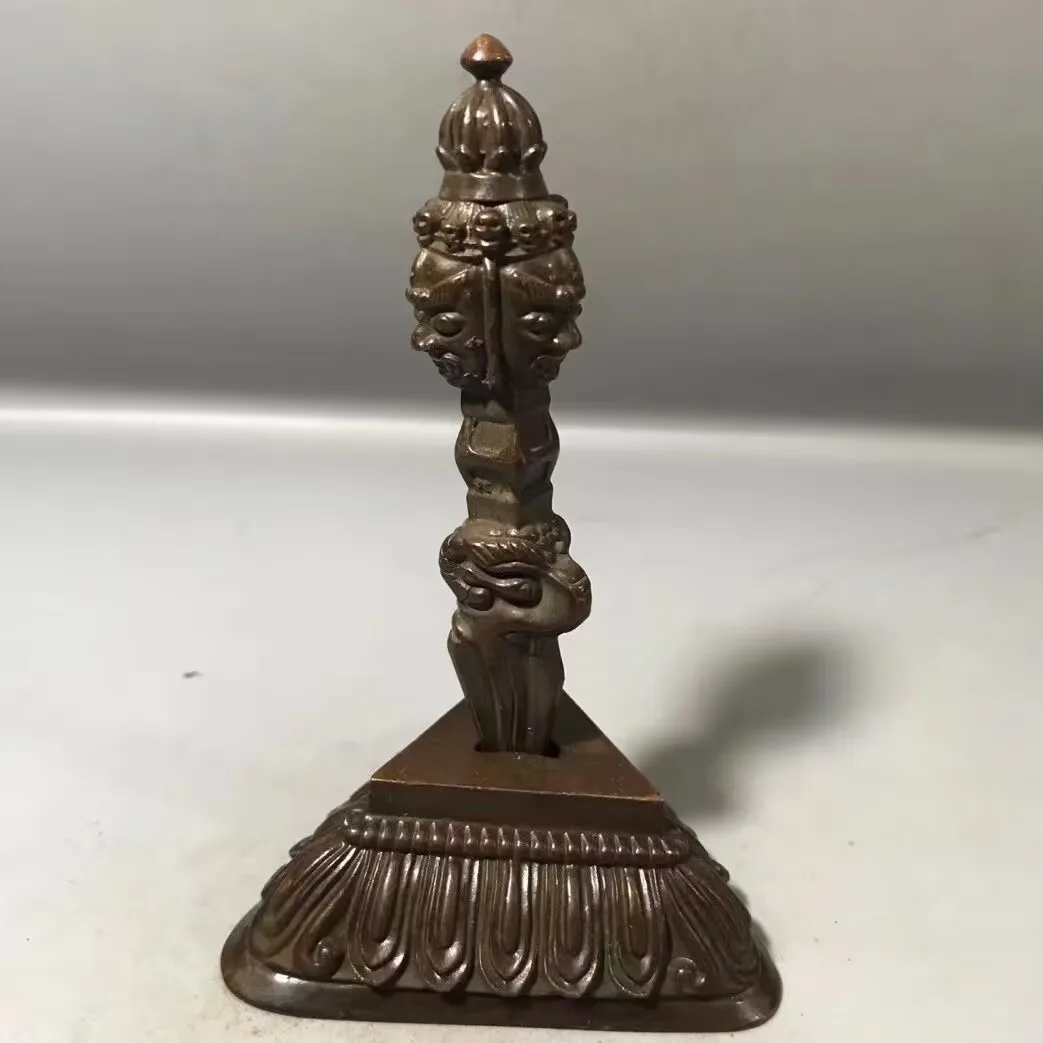 Retro Copper Vajra Pestle Feng Shui Ornament Religious Collection Buddha Equipment Horse Head Skull Buddha Pestle Ornament