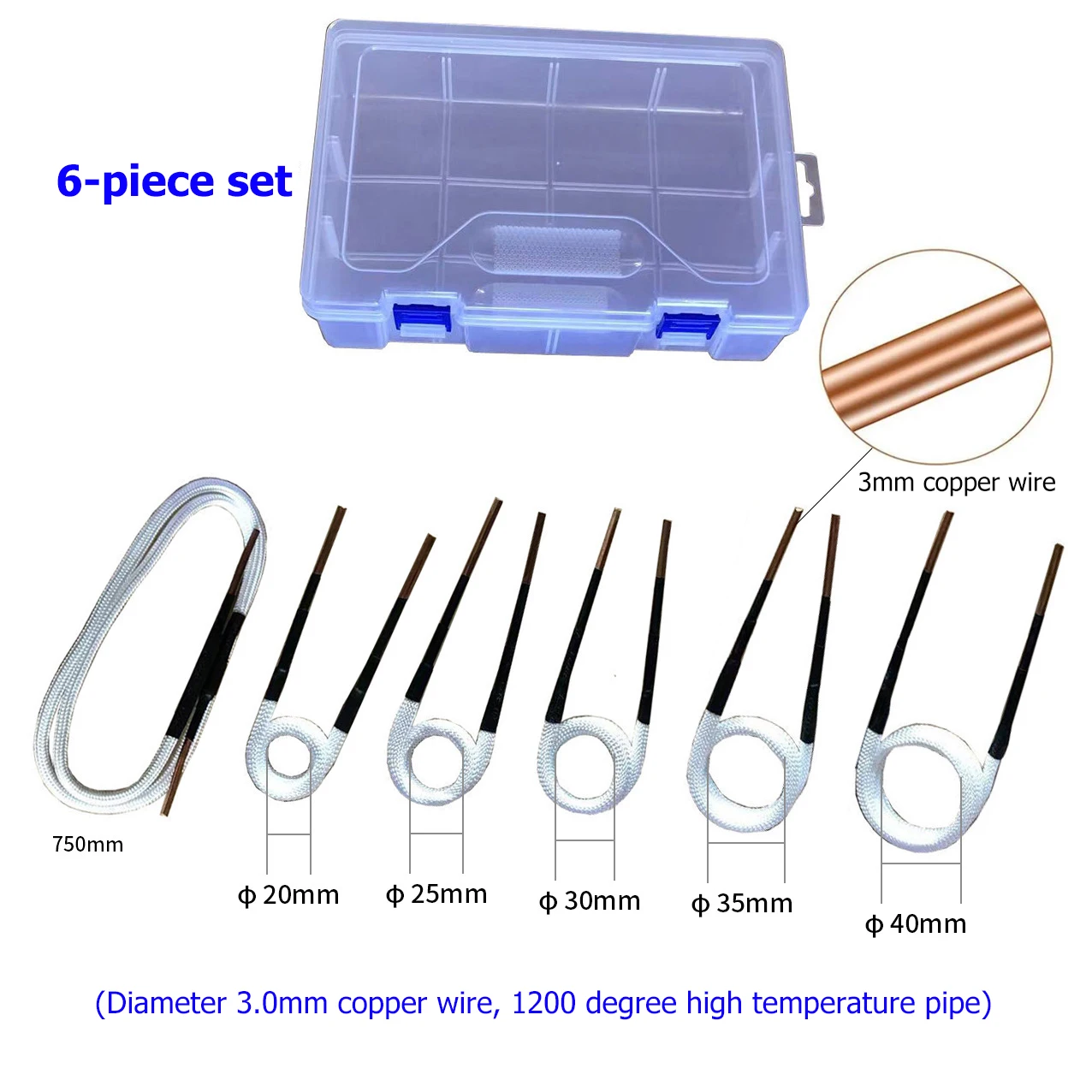 3.0mm Copper Wire 1200° Heat Induction Heater Coil Kit for Magnetic Induction Heater Resistant for Removing Rusty Bolts and Nuts
