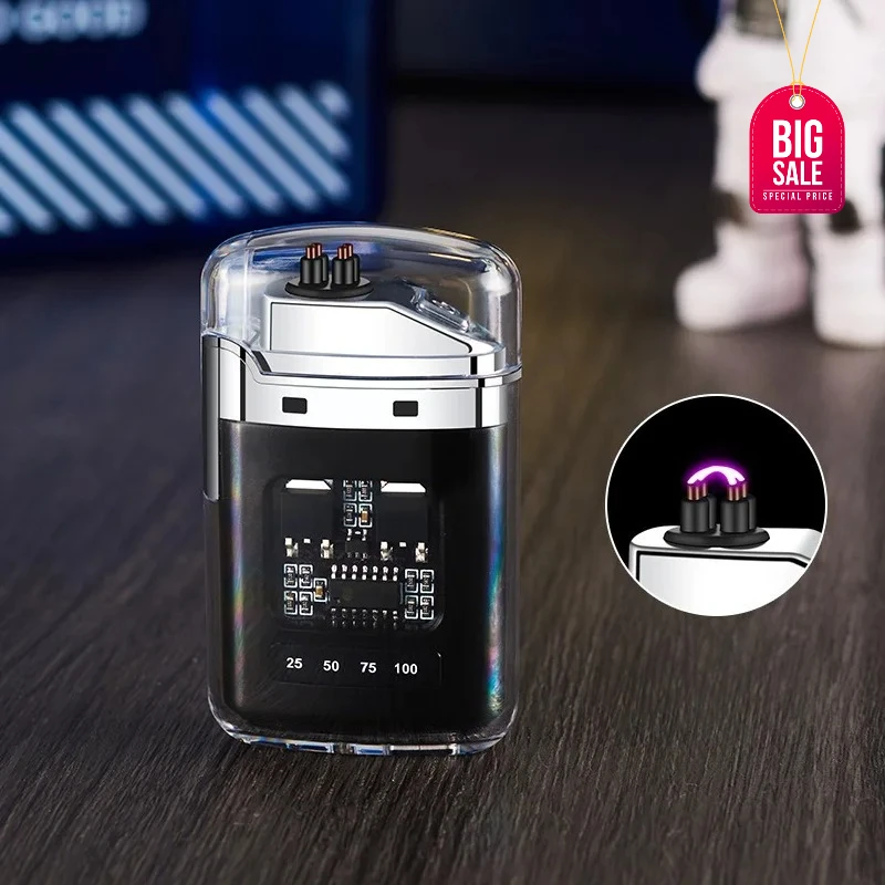 

Creative Transparent Shell Electronic Pulse Plasma Charging USB Lighter Outdoor Dual Arc Cigarette Lighter Smoking Accessories