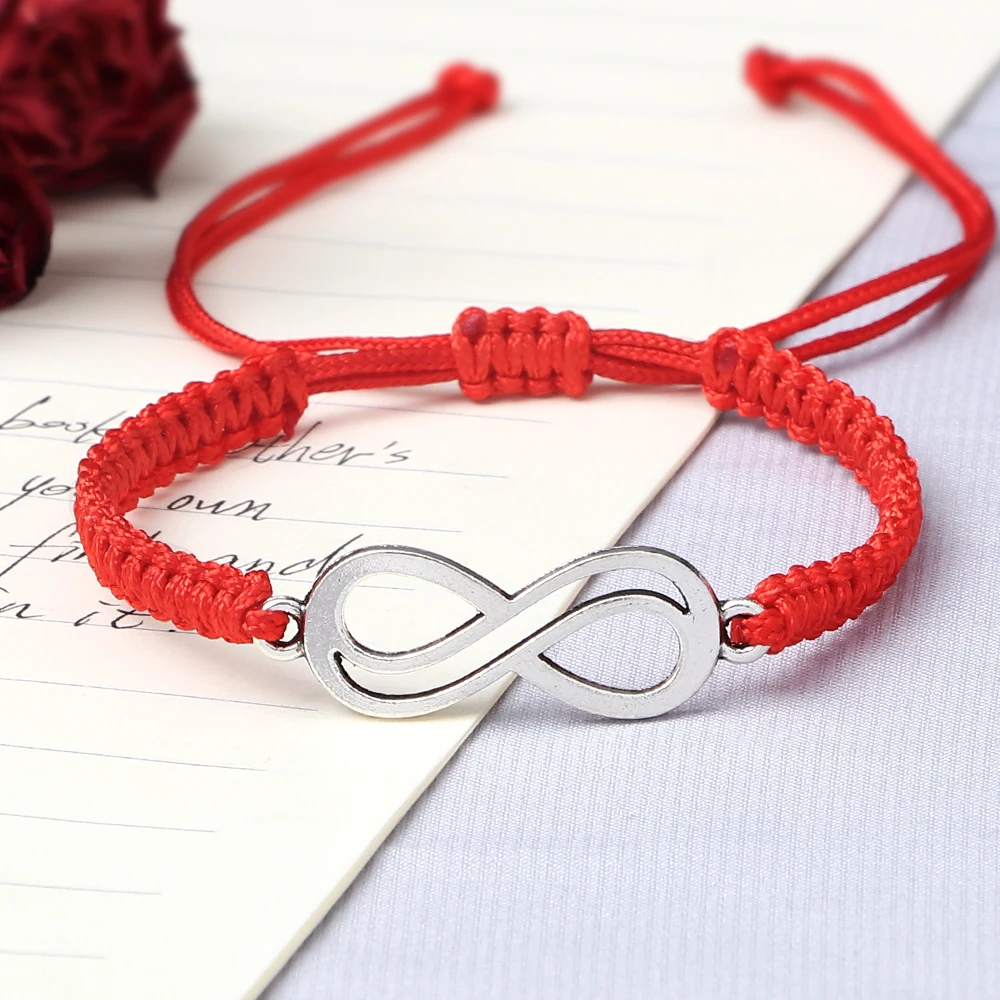 Fashion Women Lucky Adjustable Bracelet Handmade Infinite Sign Braided Rope Knots Bracelets&Bangles for Men Charm Jewelry Gifts