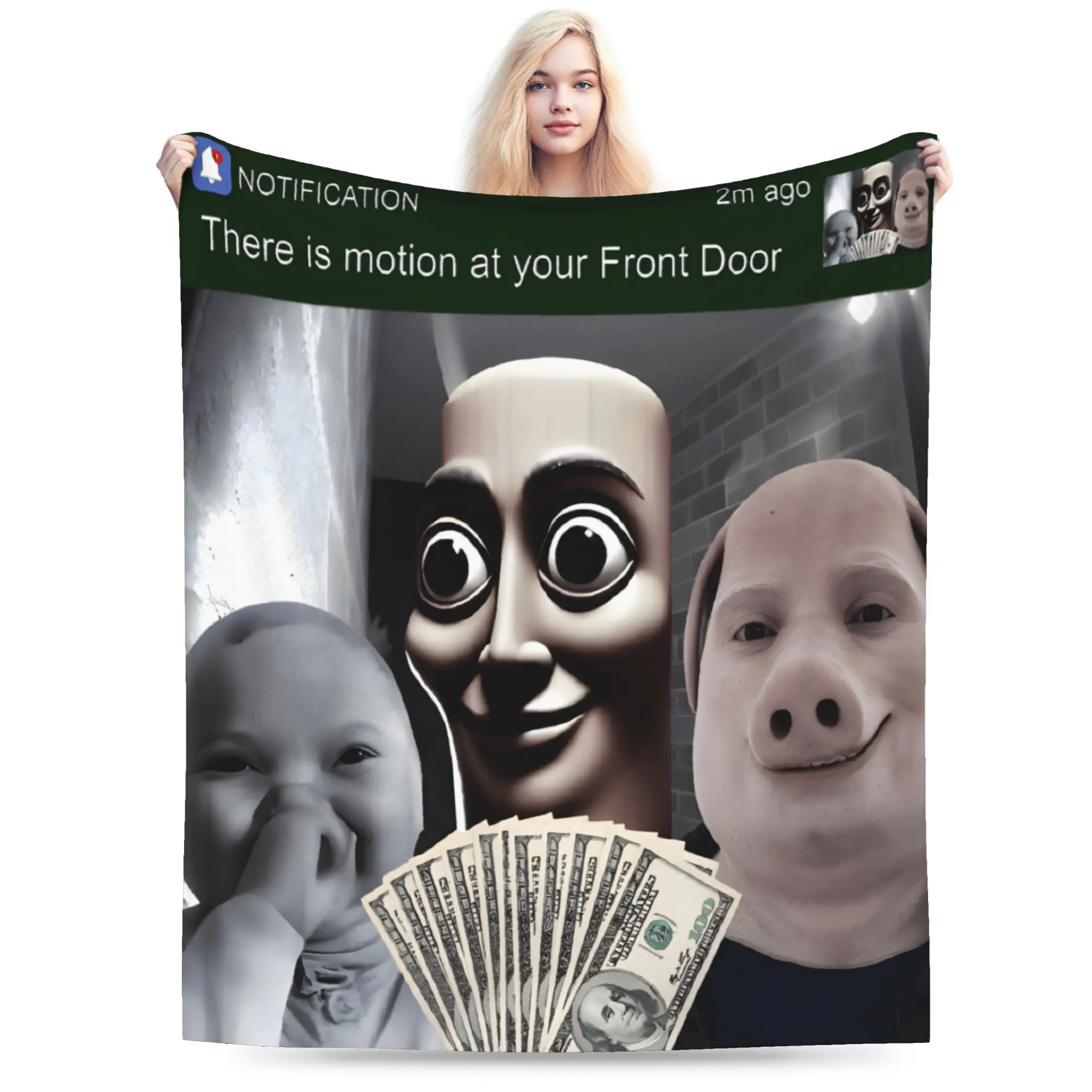 Comfortable tung tung tung sahur ai baby john pork is motion at your front door  Blanket Merch Sofa Decorative  Throw Blanket
