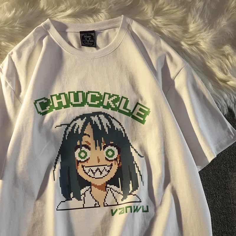 女性用半袖Tシャツ,カジュアル,クリエイティブ,アニメ,パーティー,原宿