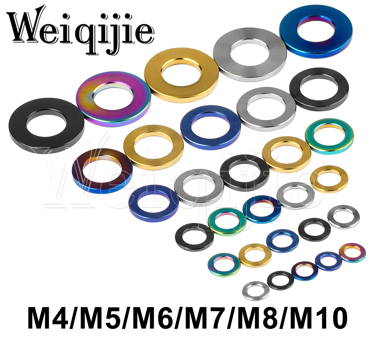 Weiqijie Titanium Washer DIN912 M4 M5 M6 M7 M8 M10 for Motorcycle Bicycle Flat Gasket