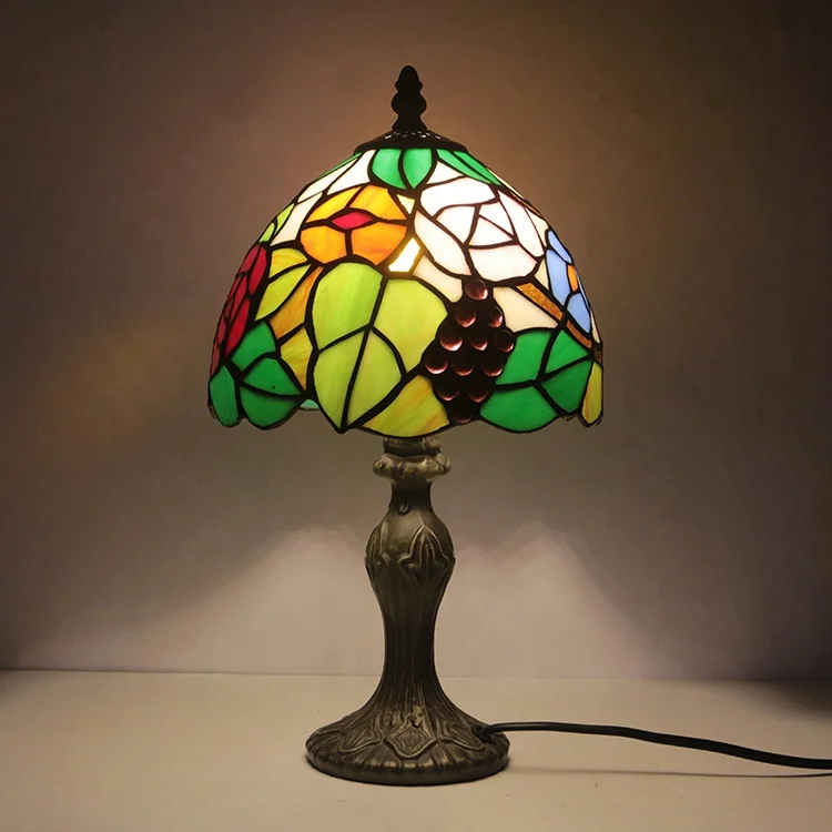 

Stained Glass Bedside Lamps Floral Desk Reading Light Home Decoration Lights Antique Tiffany Table Lamp