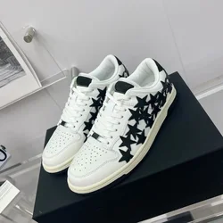 2023 High Lots Stars Embroidery Genuine Leather Shoes With Box Men Women Vulcanized Shoes Casual Sneakers Skateboard Shoes #68