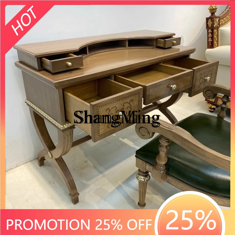 

SM retro solid wood carving flower dresser neoclassical bedroom parquet makeup table storage cabinet