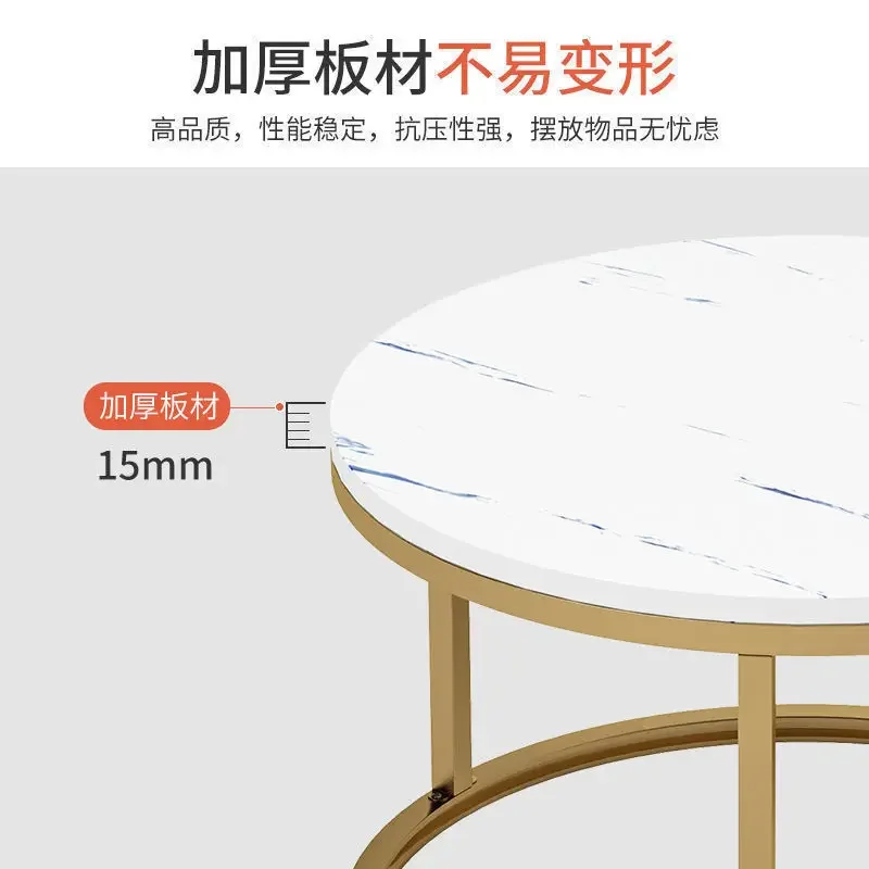 70+50CM 80+60CM  2 in 1 Living Room Coffee Tables  Texture Wooden Combination Furniture Round Tea Table