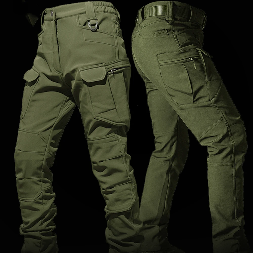 Conjunto táctico de forro polar para hombre, traje militar impermeable de piel de tiburón, pantalones Cargo con múltiples bolsillos de concha suave,