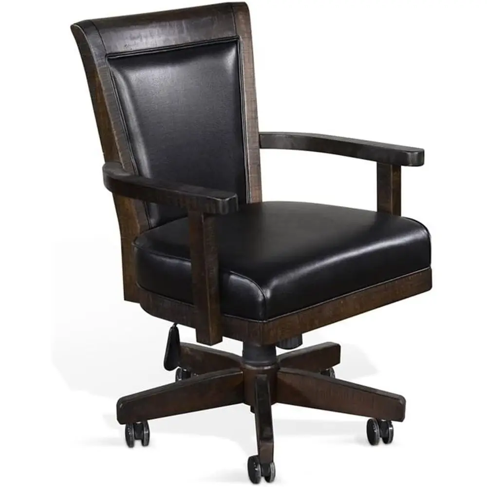Caster Poker Game Chair in Tobacco Leather Finish