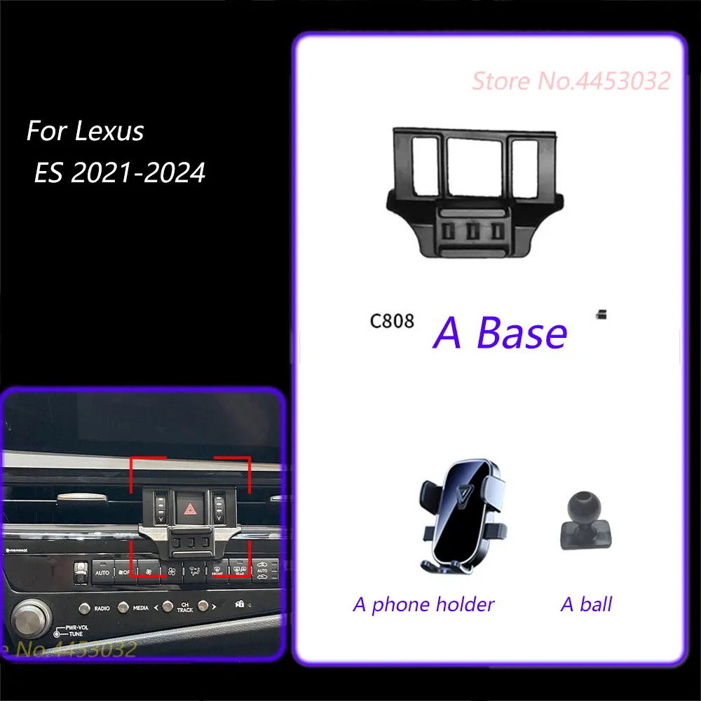 

1 Set Car Phone Holder And Base For Lexus ES 260 300h 2021-2023 Stand Mount Rotatable Support Horizontal Bracket Accessories