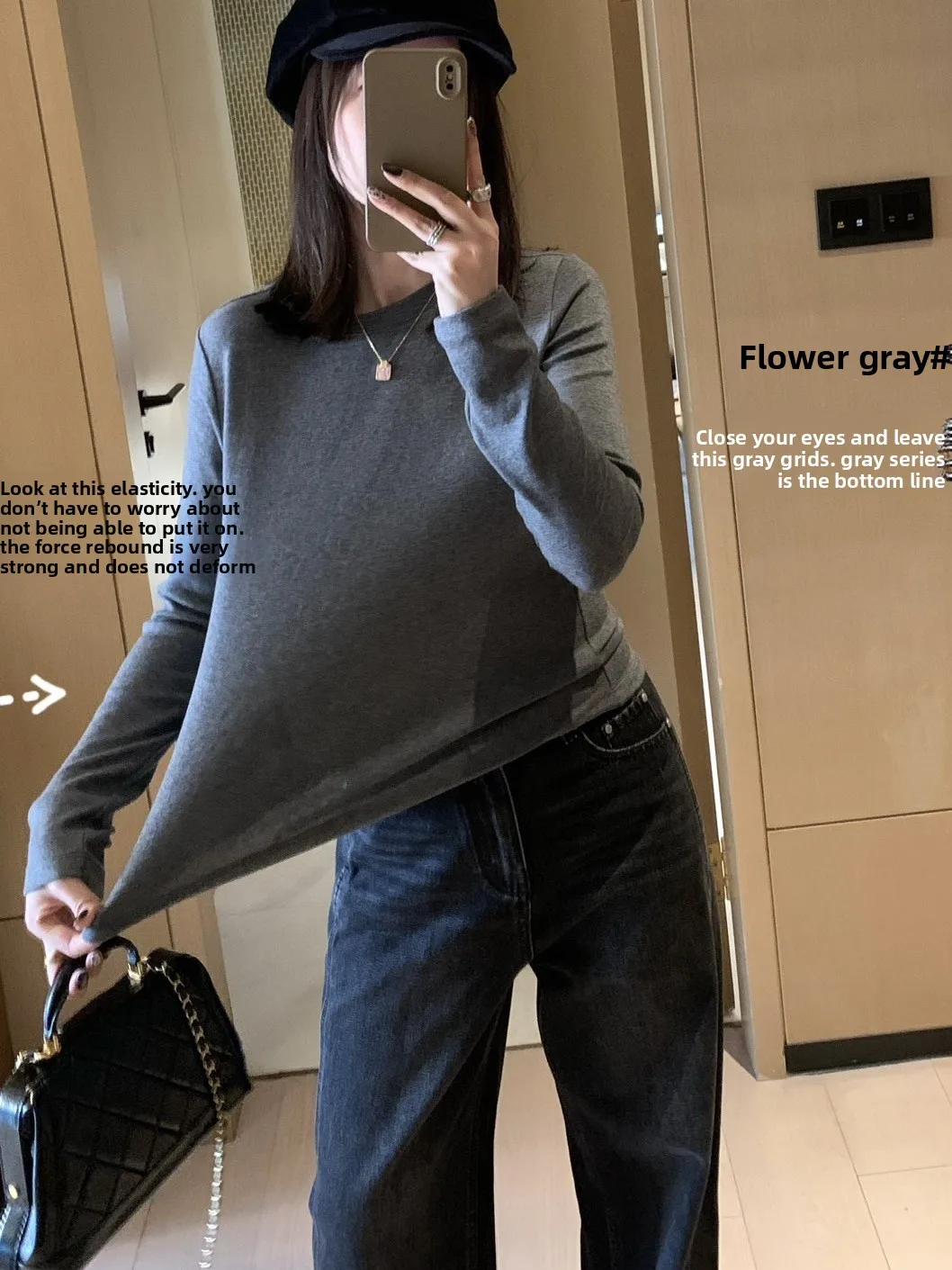 

High Elasticity Pure Color Wool Knitwear Slim Fit Korean Style Spring New Arrival Women's Fashion Soft Warm Long Sleeve T-Shirt