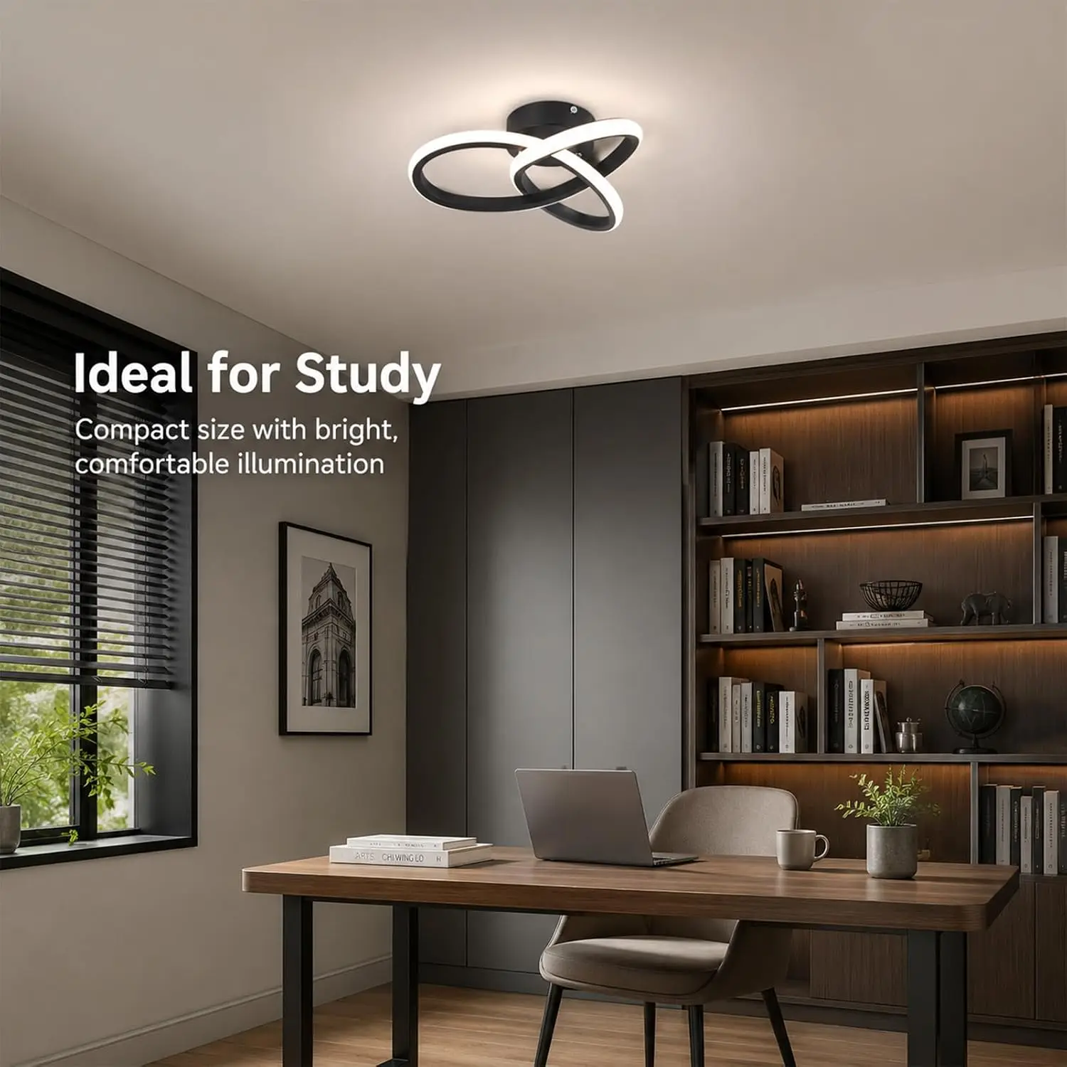 Modern 10-inch Curved LED Semi Flush Mount Ceiling Light,Dimmable 3 Color