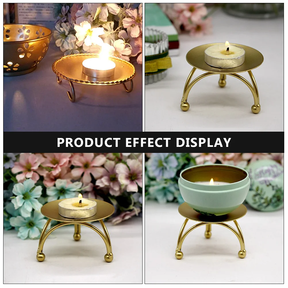 

2pcs Circular Stand Simple Iron Art Holder For Home Office Hotel Decoration Tealight Tray Metal Candlestick