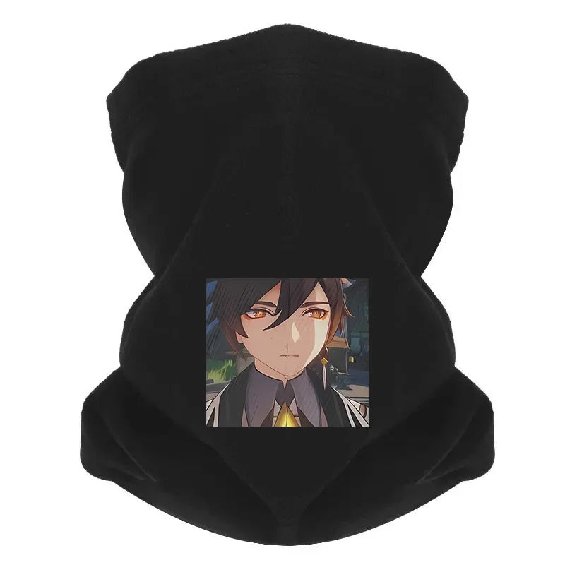 Anime man face golden earrings dark hair Men Windproof Scarf Mask Neck Gaiter Hat Women cap Headgear Outdoor Keep Warm Winter Mu