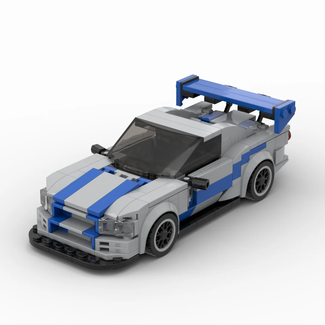 MOC GTR R34 330pcs Assembled Skyline Series Building Block Speed Champion Sports Car Model Creative Boy Assembly