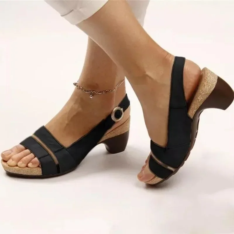 Women's Summer New Fashion Sandals Medium Chunky Heel Comfortable Sports Casual Shoes Women Designers Luxury Sandals Big Size 43