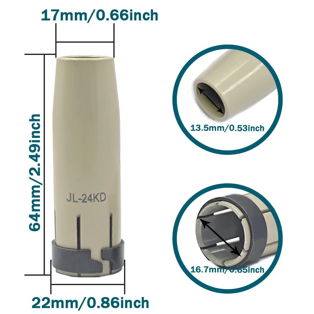 24KD New Coating Protection Non-stick Nozzle 0.8/1.0/1.2mm MIG Torch Gas Nozzle Tip Holder For MB-24KD MIG MAG Welding Torch