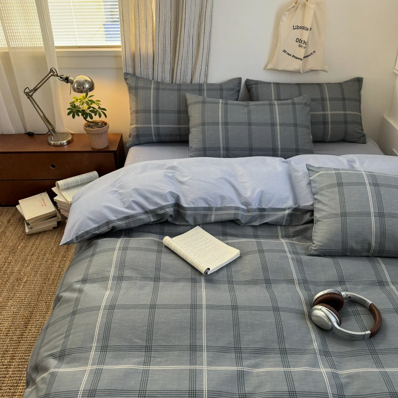 Bettwäsche-Set aus 100 % Baumwolle, 1 Bettbezug, 2 Kissenbezüge mit nordischem Muster, 150 x 200 cm/160 x 220 cm, Einzelbett, Queen-Size-Bett, King-Size-Bett