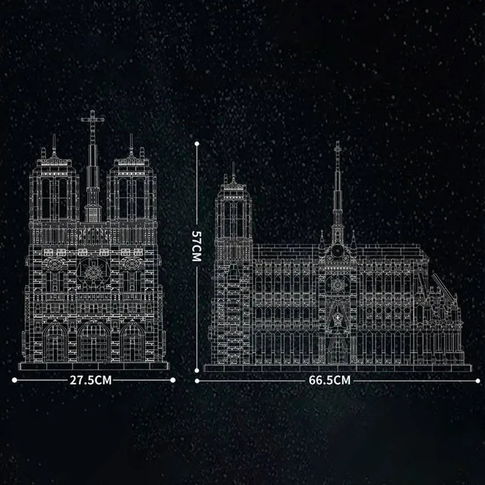 Creator 66016 สถาปัตยกรรมโลก Notre Dame Cathedral Gothic ชุดจําลอง City Modular Building Blocks ของขวัญ 8868PCS