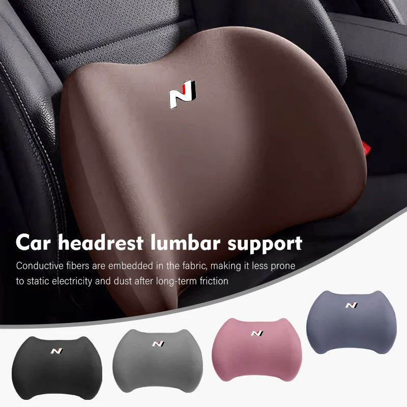 Car Back Support Headrest Neck Pillow Memory Cotton Lumbar For Hyundai N Line i20 i30 Sonata Tucson Azera Elantra Veloster