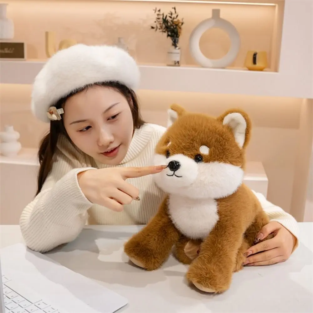 Couché West Highland peluche jouet avec chaîne animaux en peluche Simulation Akita chien Husky moelleux peluche chiot poupée enfants jouet