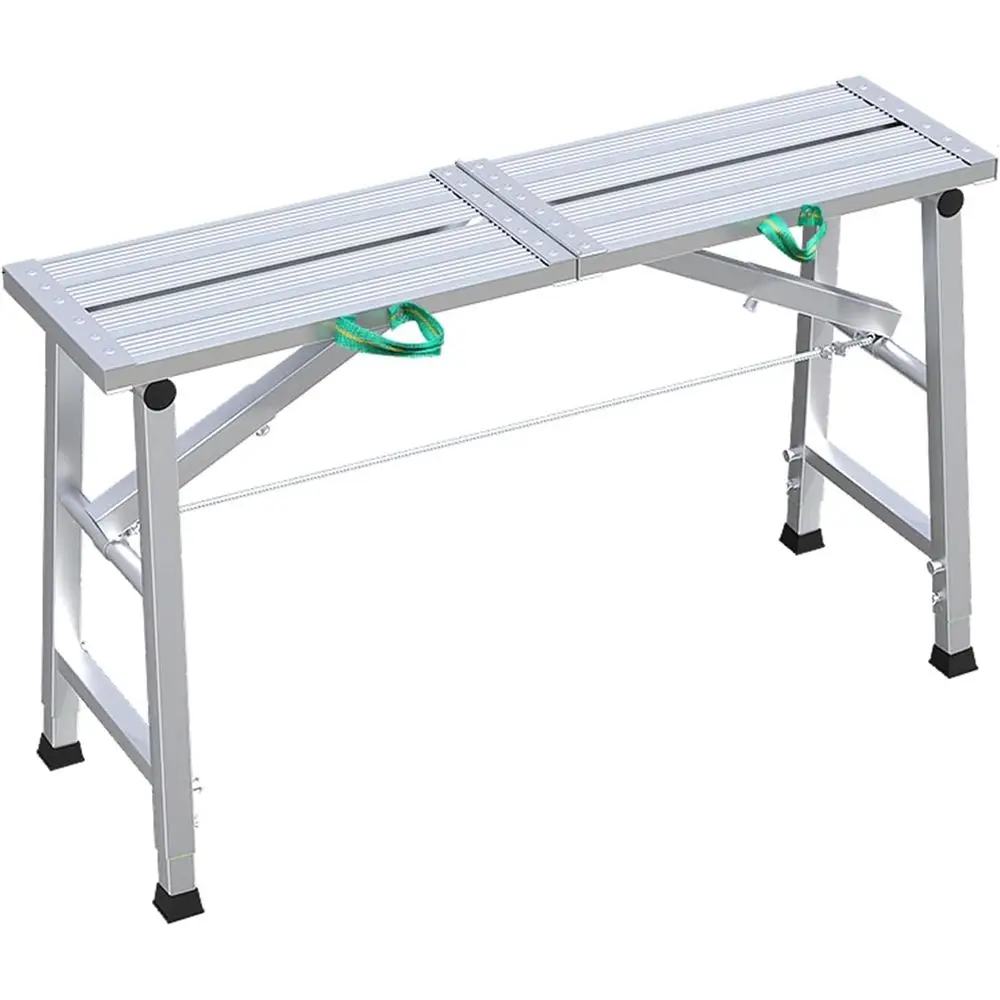 

Adjustable Height Aluminum Folding Scaffolding Work Platform, Non-Slip Bench for Home Improvement and Cleaning (120cm)