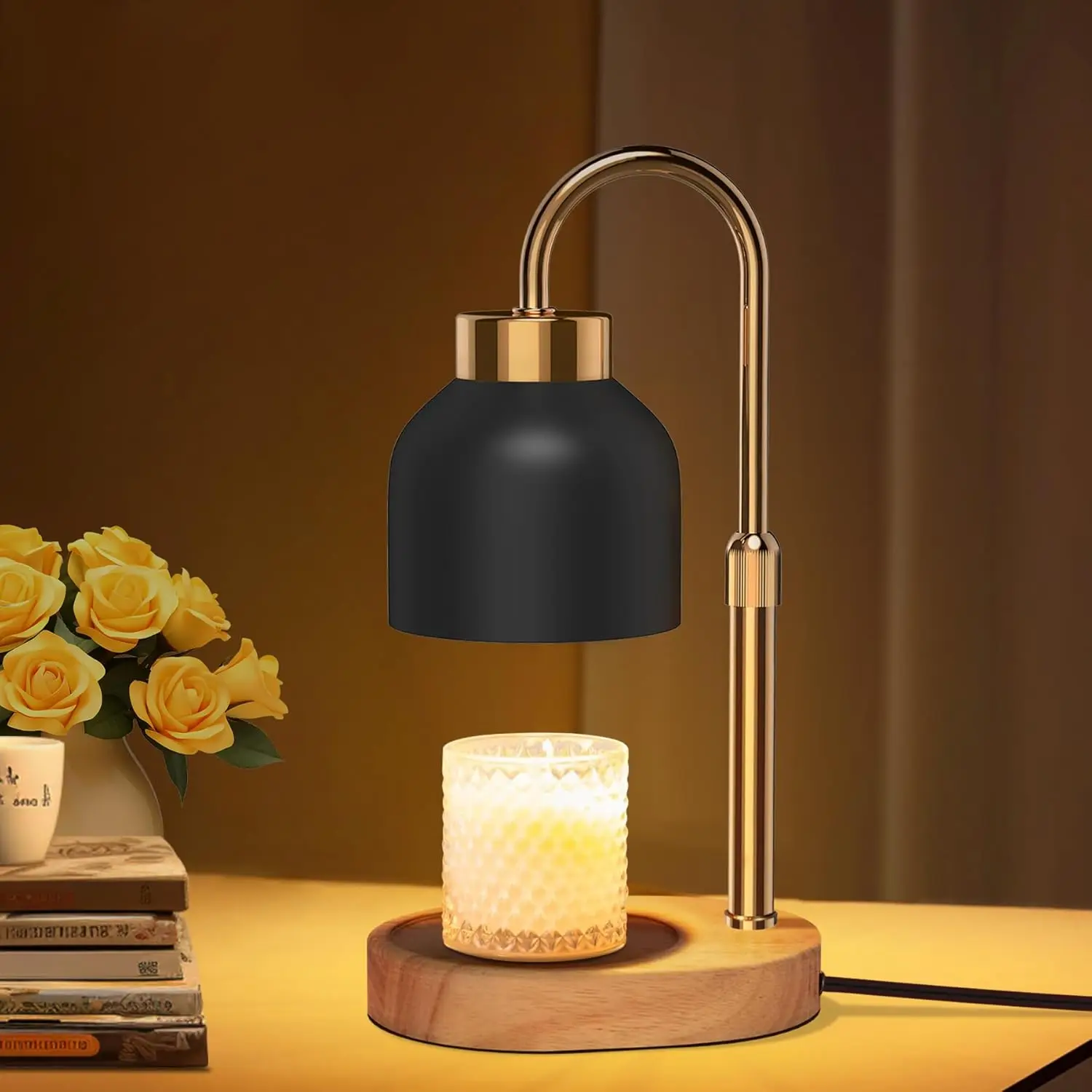 Aromatherapy Lamp Modern Simple Adjustable Lifting Black Warm Lamp Wax Melting Lamp Home Decoration Candle Warming Lamp