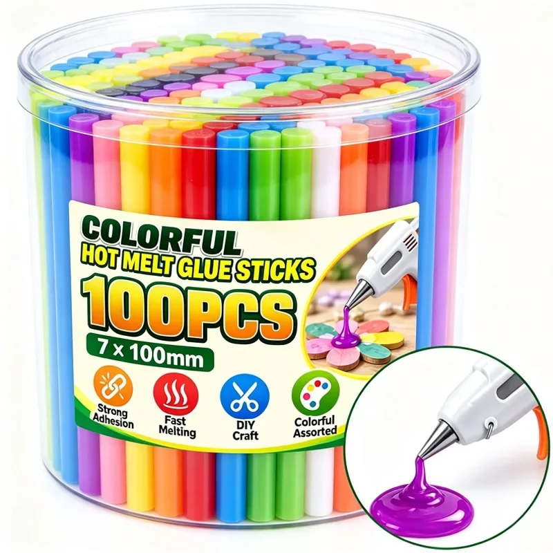 100/10pcs Colorful Hot Melt Glue Sticks DIY Craft House Hot Melt Adhesive Glue Sticks Strong Durable DIY Craft School Office